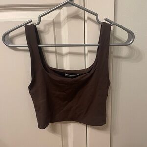 Babaton Dark Brown Tight Crop Top